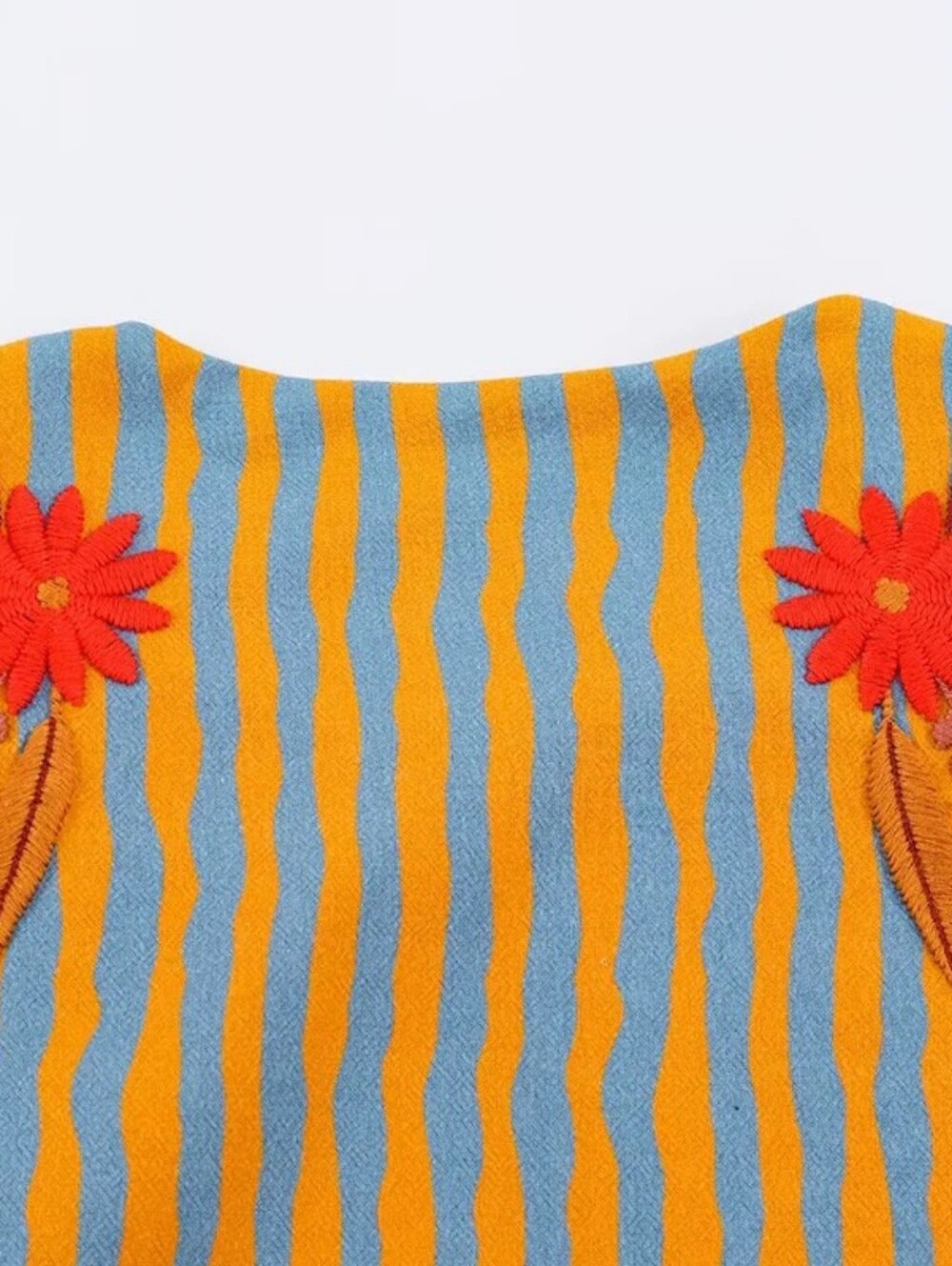 Embroidered Orange & Teal Stripe Women's Jacket - Picture 11 of 12